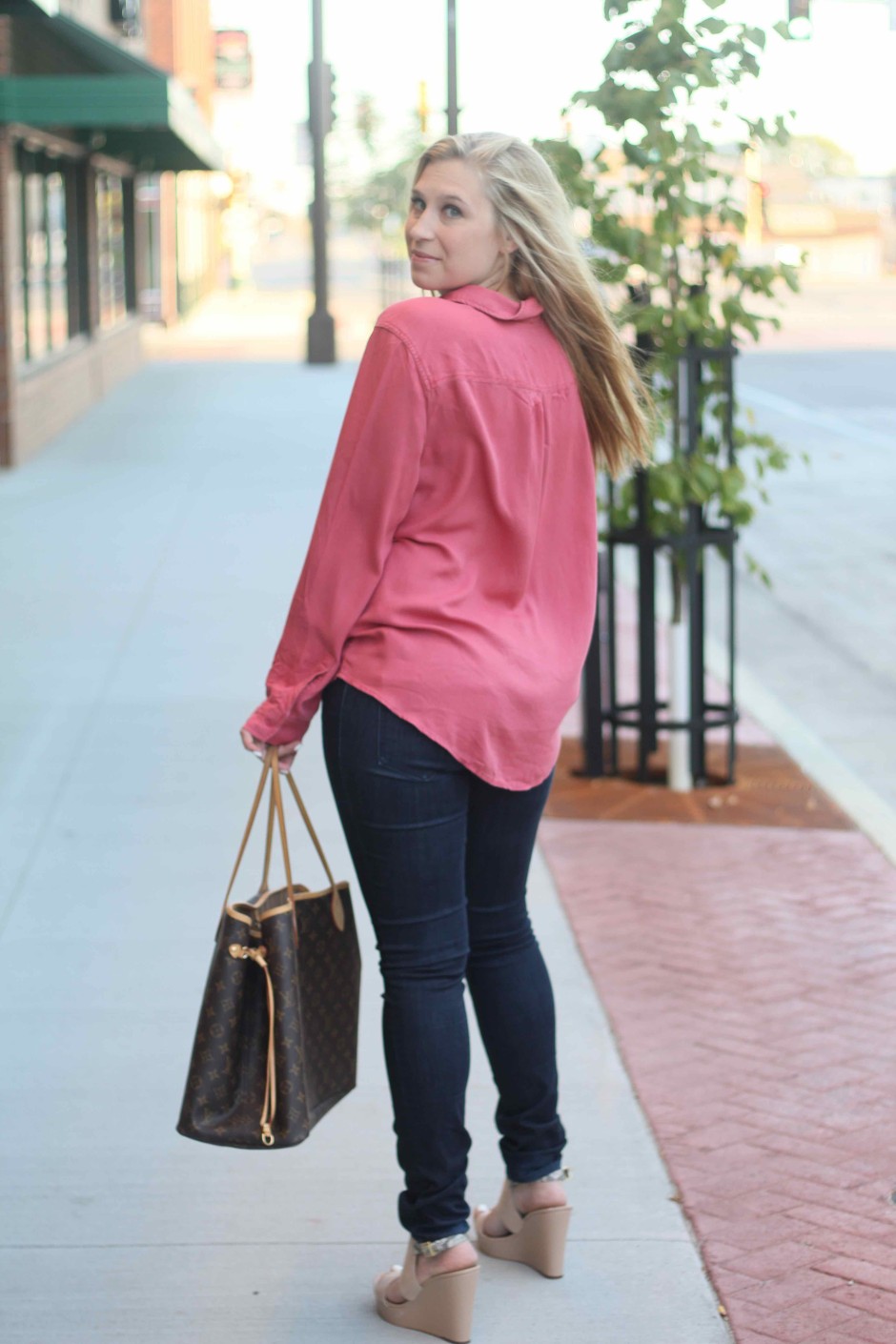 Denim Shirt... Pink and Navy StripesPink and Navy Stripes