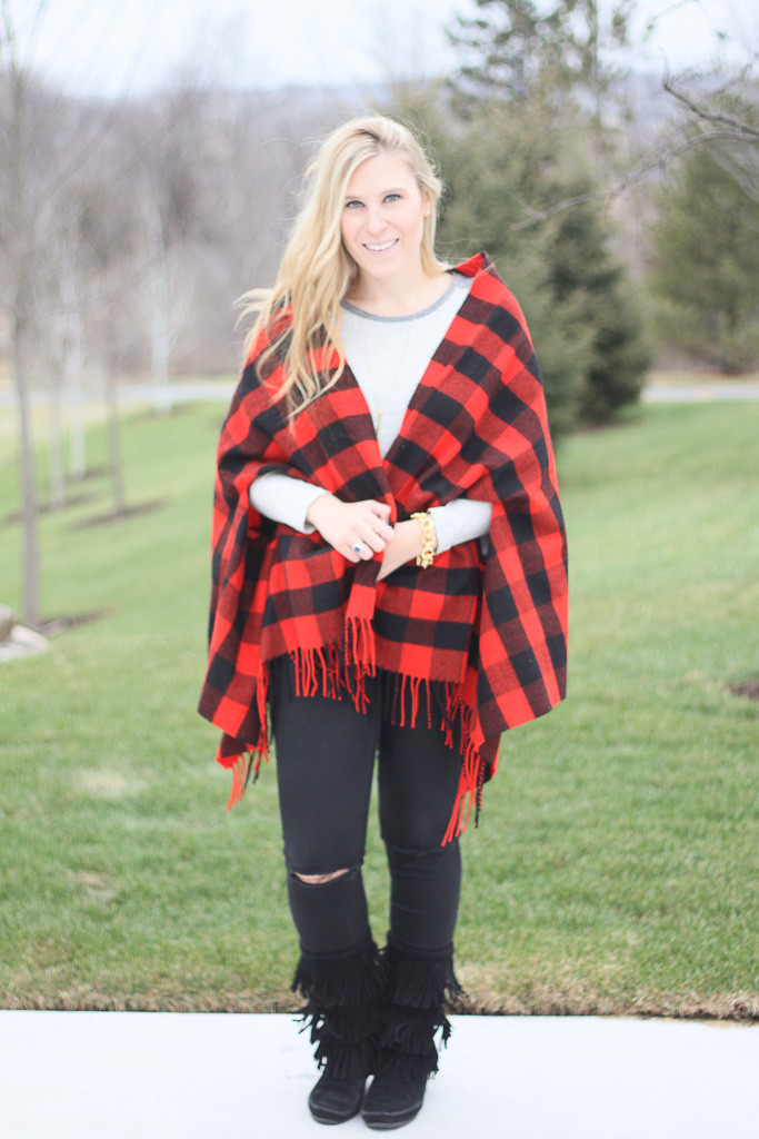 Buffalo Check Blanket Scarf... - Pink and Navy StripesPink and Navy Stripes