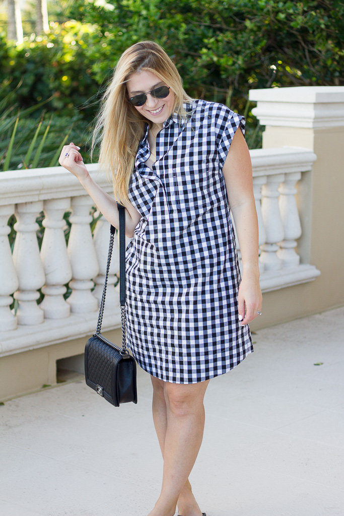 Short-Sleeve Cotton Shirtdress... - Pink and Navy StripesPink and Navy ...