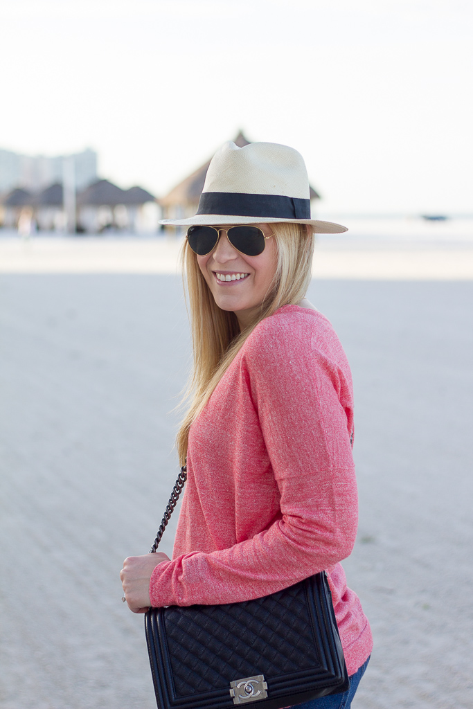 V-Neck Sweater... - Pink and Navy StripesPink and Navy Stripes